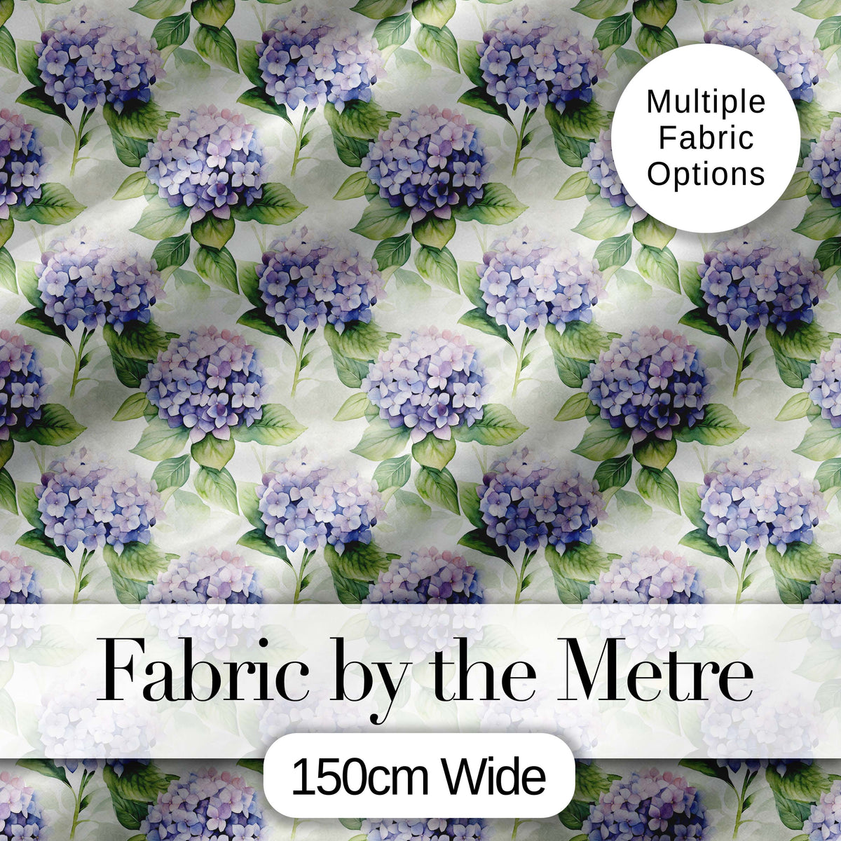 Soft Purple Hydrangea Watercolor Floral Seamless Pattern Digital Print Fabric by the Metre UK Sewing Quilting Textile