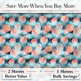 Abstract Coral and Teal Watercolor Circles Seamless Pattern Digital Print Fabric by the Metre UK Sewing Quilting Textile