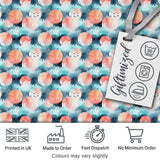 Abstract Coral and Teal Watercolor Circles Seamless Pattern Digital Print Fabric by the Metre UK Sewing Quilting Textile