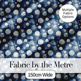 Blue Galaxy Moon Phases and Stars Seamless Pattern Digital Print Fabric by the Metre UK Sewing Quilting Textile