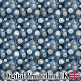 Blue Galaxy Moon Phases and Stars Seamless Pattern Digital Print Fabric by the Metre UK Sewing Quilting Textile