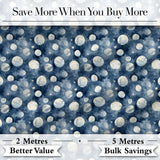 Blue Galaxy Moon Phases and Stars Seamless Pattern Digital Print Fabric by the Metre UK Sewing Quilting Textile