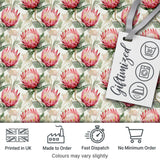 Soft Pink Protea Blooms Watercolor Seamless Pattern Digital Print Fabric by the Metre UK Sewing Quilting Textile