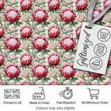 Bold Red Protea Flowers and Foliage Seamless Pattern Digital Print Fabric by the Metre UK Sewing Quilting Textile