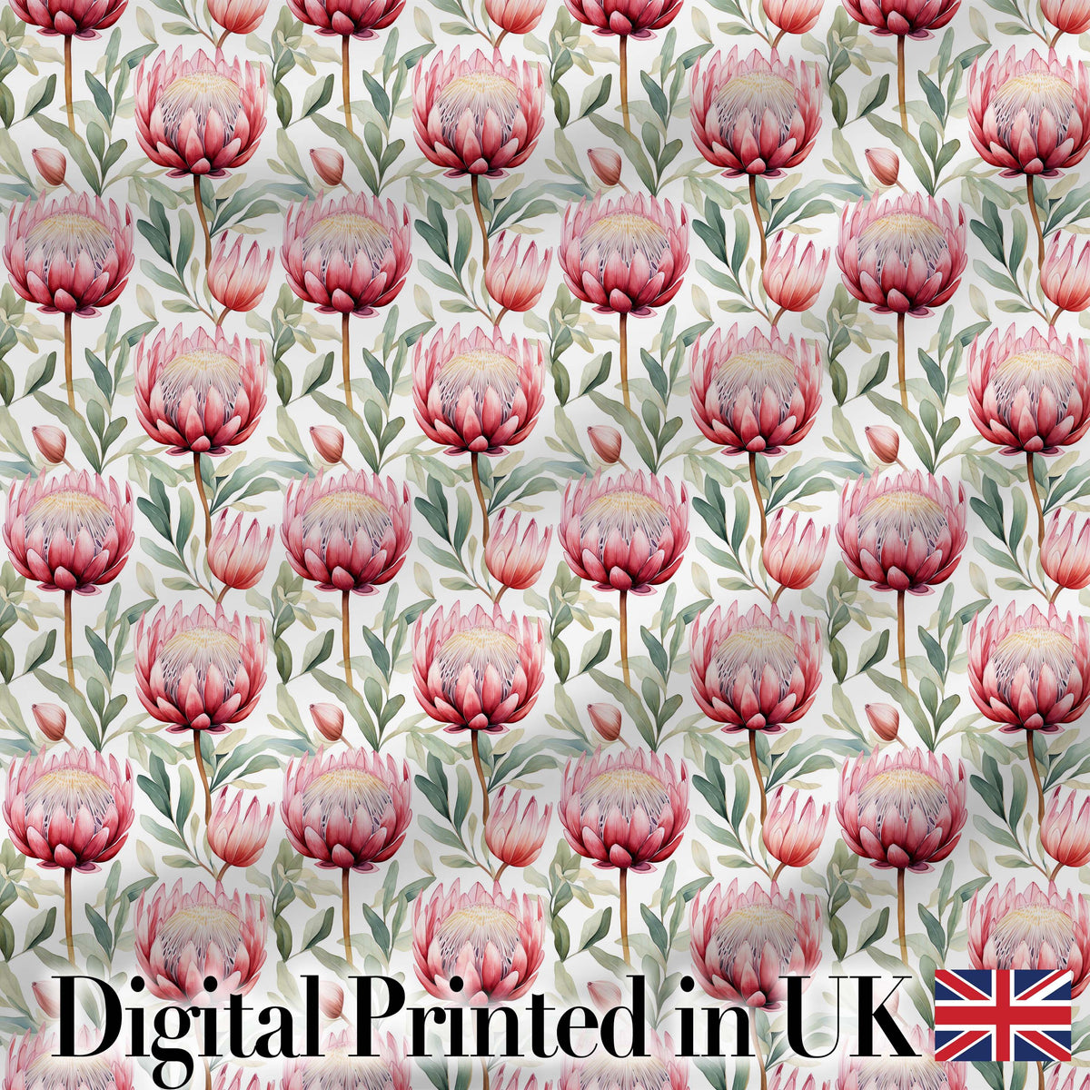 Elegant Protea Floral Arrangement Seamless Pattern Digital Print Fabric by the Metre UK Sewing Quilting Textile