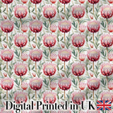 Elegant Protea Floral Arrangement Seamless Pattern Digital Print Fabric by the Metre UK Sewing Quilting Textile