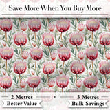 Elegant Protea Floral Arrangement Seamless Pattern Digital Print Fabric by the Metre UK Sewing Quilting Textile