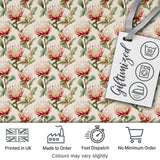 Elegant Pink Protea Botanical Branches Seamless Pattern Digital Print Fabric by the Metre UK Sewing Quilting Textile