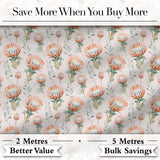 Pastel Protea Flowers with Minimal Leaves Seamless Pattern Digital Print Fabric by the Metre UK Sewing Quilting Textile