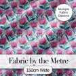 Bright Pink Protea Flowers with Blue Green Leaves Seamless Pattern Digital Print Fabric by the Metre UK Sewing Quilting Textile