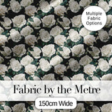 Elegant White Roses with Deep Green Leaves Seamless Pattern Digital Print Fabric by the Metre UK Sewing Quilting Textile