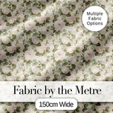 Soft Blush Cream Roses with Green Foliage Seamless Pattern Digital Print Fabric by the Metre UK Sewing Quilting Textile