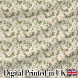 Soft Blush Cream Roses with Green Foliage Seamless Pattern Digital Print Fabric by the Metre UK Sewing Quilting Textile