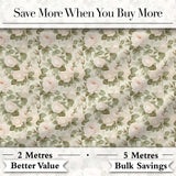 Soft Blush Cream Roses with Green Foliage Seamless Pattern Digital Print Fabric by the Metre UK Sewing Quilting Textile