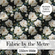 Romantic White Roses Dark Botanical Garden Seamless Pattern Digital Print Fabric by the Metre UK Sewing Quilting Textile