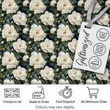 Romantic White Roses Dark Botanical Garden Seamless Pattern Digital Print Fabric by the Metre UK Sewing Quilting Textile