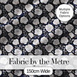 Classic White Rose Garden Midnight Blue Seamless Pattern Digital Print Fabric by the Metre UK Sewing Quilting Textile