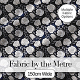 Classic White Rose Garden Midnight Blue Seamless Pattern Digital Print Fabric by the Metre UK Sewing Quilting Textile