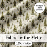 Natural Evergreen Forest Cream Background Seamless Pattern Digital Print Fabric by the Metre UK Sewing Quilting Textile