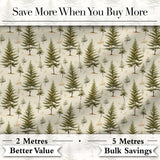 Natural Evergreen Forest Cream Background Seamless Pattern Digital Print Fabric by the Metre UK Sewing Quilting Textile