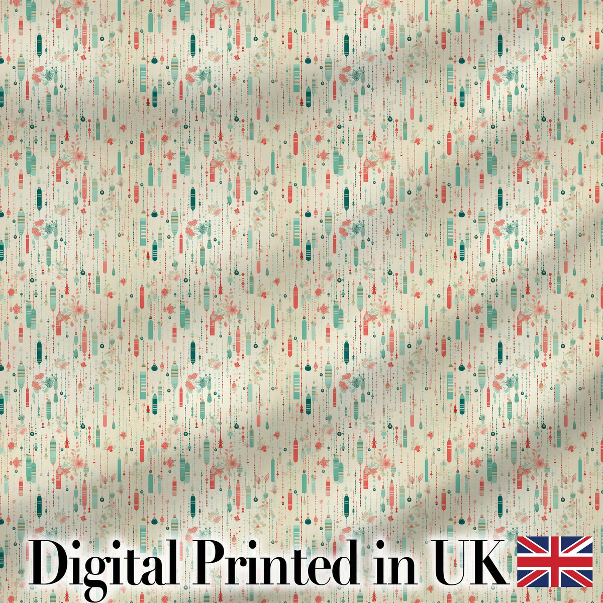 Delicate Hanging Ornaments Floral Accent Seamless Pattern Digital Print Fabric by the Metre UK Sewing Quilting Textile