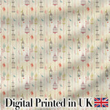 Elegant Birdcage Floral Hanging Stripes Seamless Pattern Digital Print Fabric by the Metre UK Sewing Quilting Textile