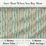 Vintage Hanging Lanterns and Flowers Soft Stripe Seamless Pattern Digital Print Fabric by the Metre UK Sewing Quilting Textile