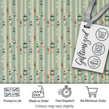 Classic Decorative Birdcages Floral Stripe Seamless Pattern Digital Print Fabric by the Metre UK Sewing Quilting Textile