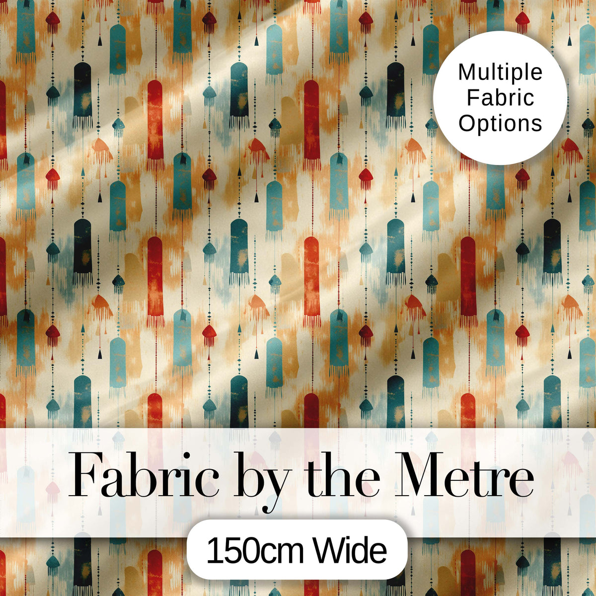 Abstract Hanging Tassels and Brushstroke Background Seamless Pattern Digital Print Fabric by the Metre UK Sewing Quilting Textile