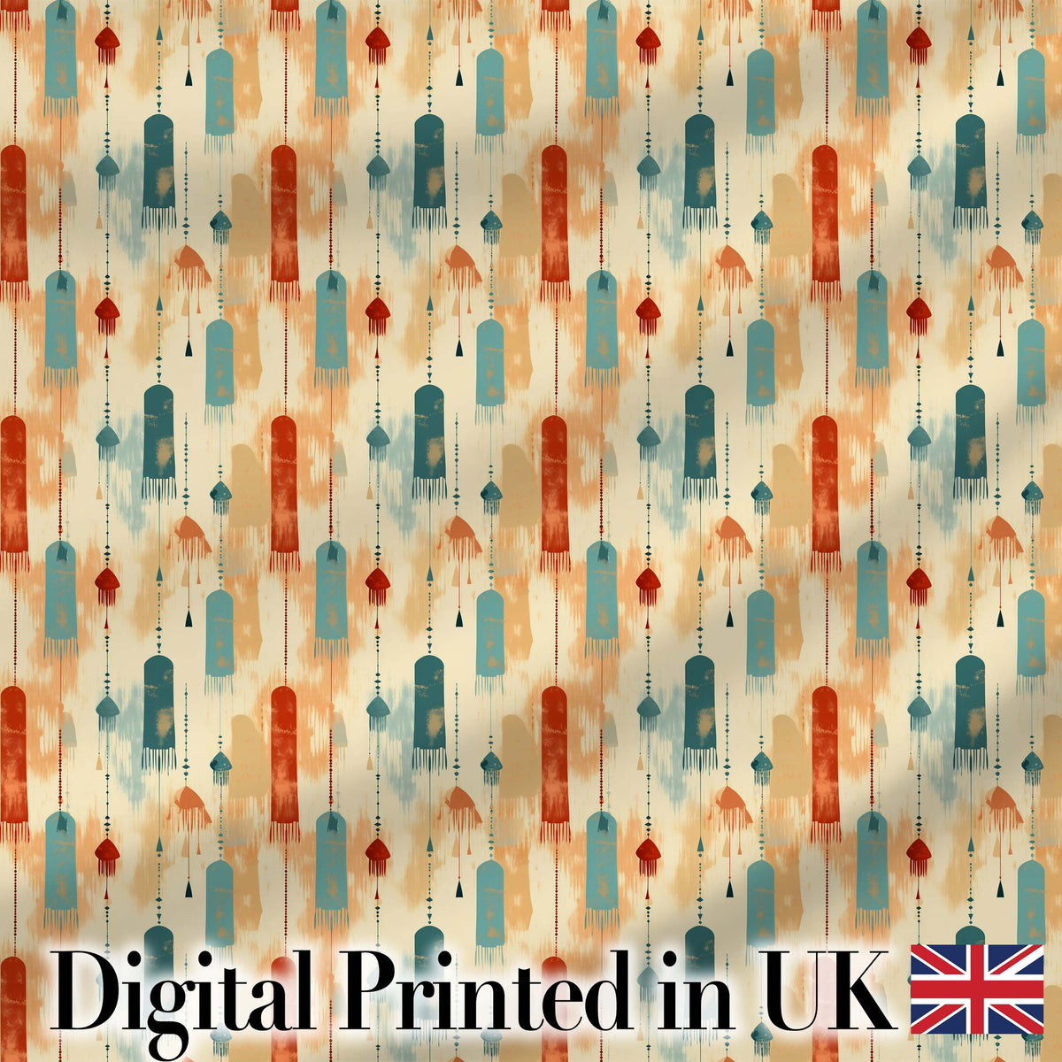Abstract Hanging Tassels and Brushstroke Background Seamless Pattern Digital Print Fabric by the Metre UK Sewing Quilting Textile