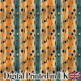 Scandinavian Hanging Ornaments Orange Teal Seamless Pattern Digital Print Fabric by the Metre UK Sewing Quilting Textile
