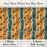 Scandinavian Hanging Ornaments Orange Teal Seamless Pattern Digital Print Fabric by the Metre UK Sewing Quilting Textile