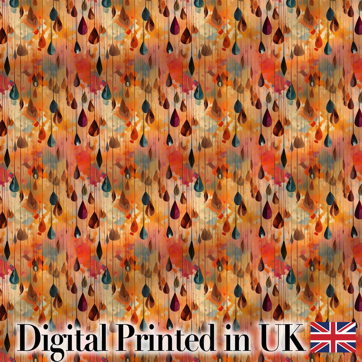 Warm Autumn Raindrop Abstract Watercolor Seamless Pattern Digital Print Fabric by the Metre UK Sewing Quilting Textile