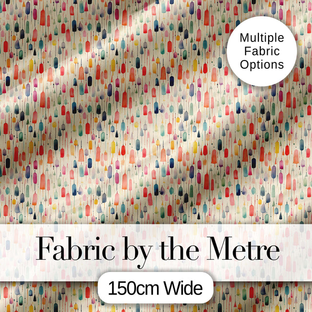 Colorful Watercolor Hanging Tassels Abstract Soft Background Seamless Pattern Digital Print Fabric by the Metre UK Sewing Quilting Textile