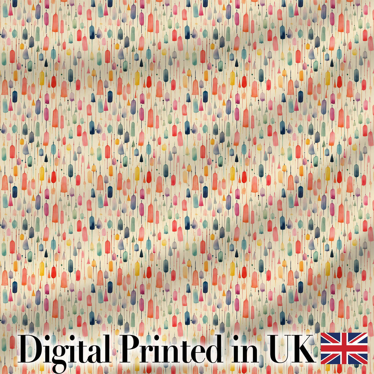 Colorful Watercolor Hanging Tassels Abstract Soft Background Seamless Pattern Digital Print Fabric by the Metre UK Sewing Quilting Textile