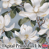 Vintage Magnolia Floral Branches Soft Neutral Background Seamless Pattern Digital Print Fabric by the Metre UK Sewing Quilting Textile