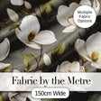 Classic Magnolia Blossoms Botanical Illustration Seamless Pattern Digital Print Fabric by the Metre UK Sewing Quilting Textile