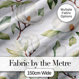 Delicate Magnolia Flowers and Buds Seamless Pattern Digital Print Fabric by the Metre UK Sewing Quilting Textile