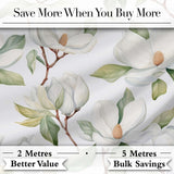 Delicate Magnolia Flowers and Buds Seamless Pattern Digital Print Fabric by the Metre UK Sewing Quilting Textile