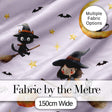 Witch Girl and Black Cat with Moon and Stars Lavender Background   Digital Print Fabric by the Metre UK Sewing Quilting Textile