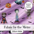 Halloween Zombie Mummy Vampire Characters Purple Background   Digital Print Fabric by the Metre UK Sewing Quilting Textile
