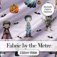 Halloween Zombie Mummy Vampire and Bat Characters Purple Background   Digital Print Fabric by the Metre UK Sewing Quilting Textile