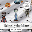 Halloween Zombie Mummy Vampire and Bat Characters Grey Background   Digital Print Fabric by the Metre UK Sewing Quilting Textile