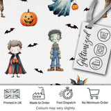 Halloween Zombie Mummy Vampire and Bat Characters Grey Background   Digital Print Fabric by the Metre UK Sewing Quilting Textile