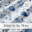 Cute Blue Whale with Floral Background Seamless Pattern Digital Print Fabric by the Metre UK Sewing Quilting Textile
