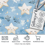 Cute Smiling Starfish with Soft Blue Floral Background Seamless Pattern Digital Print Fabric by the Metre UK Sewing Quilting Textile