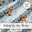Cute Teddy Bears with Blue Floral Background Seamless Pattern Digital Print Fabric by the Metre UK Sewing Quilting Textile