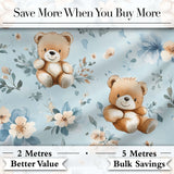 Cute Teddy Bears with Blue Floral Background Seamless Pattern Digital Print Fabric by the Metre UK Sewing Quilting Textile