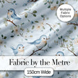 Cute Blue Birds on Floral Branches Soft Background Seamless Pattern Digital Print Fabric by the Metre UK Sewing Quilting Textile