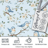 Cute Blue Birds on Floral Branches Soft Background Seamless Pattern Digital Print Fabric by the Metre UK Sewing Quilting Textile